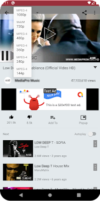 NewTube videos streaming floating PopUp Player screenshot-app