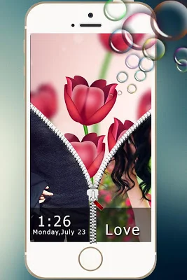 Couple Zipper Lock Screen screenshot-app
