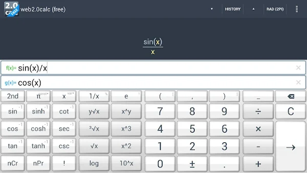 web2.0calc (free) screenshot-app