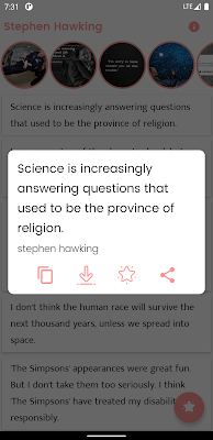 Stephen Hawking and Sayings screenshot-app